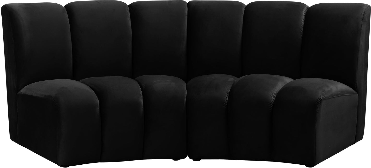 Infinity Black Velvet 2pc. Modular Sectional