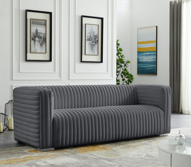 Ravish Grey Velvet Sofa