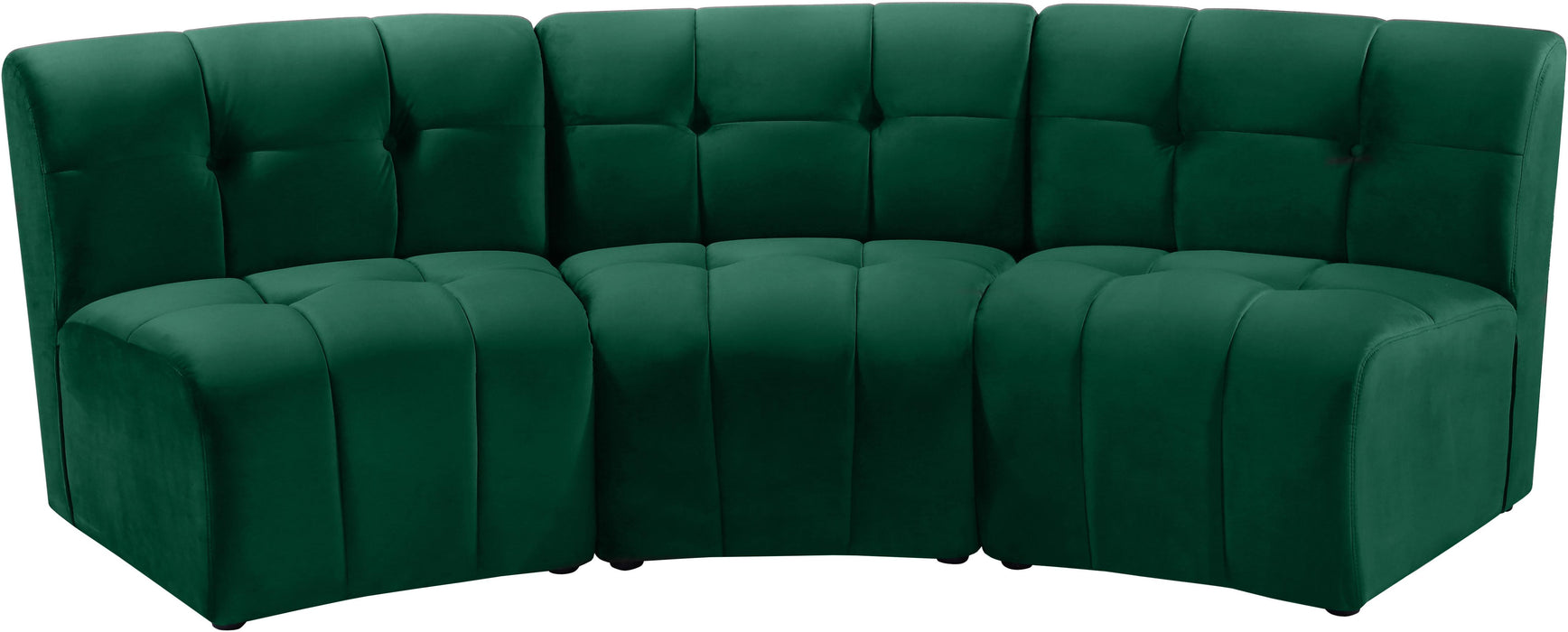 Limitless Green Velvet 3pc. Modular Sectional