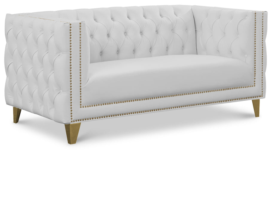 Michelle White Faux Leather Loveseat