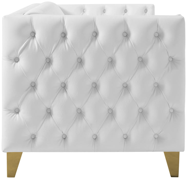 Michelle White Faux Leather Loveseat