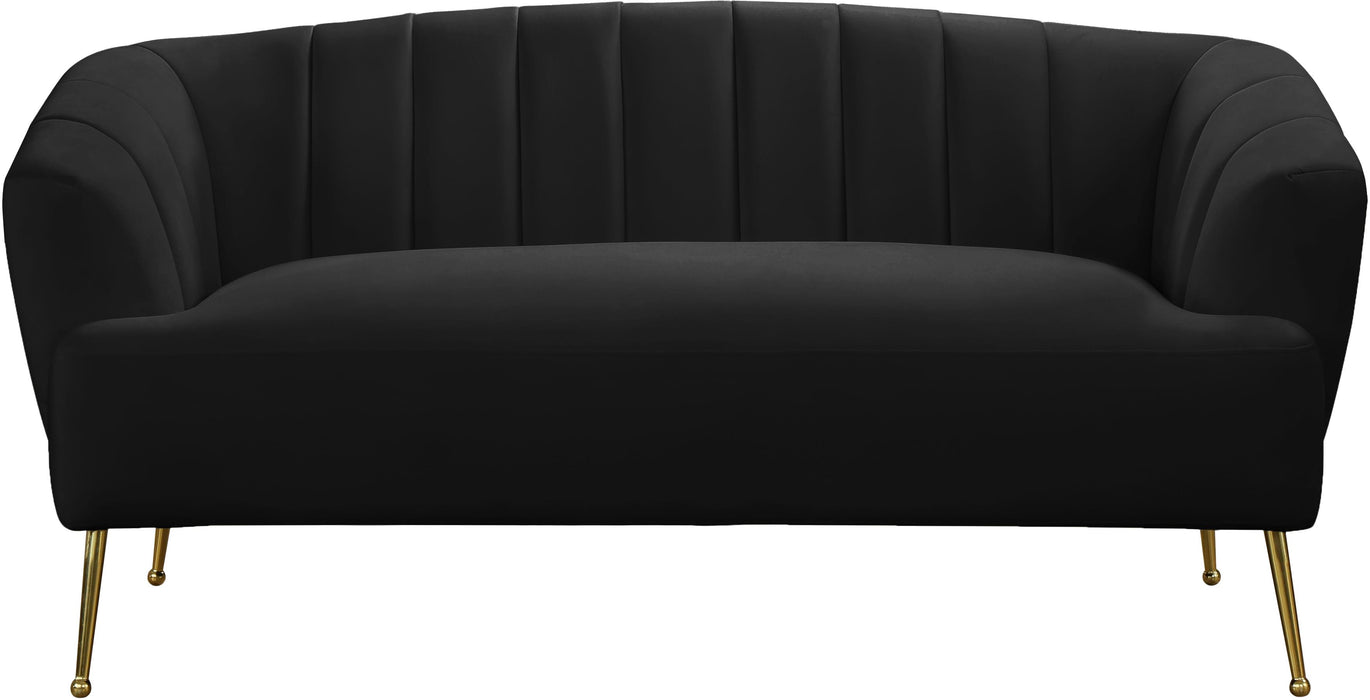 Tori Black Velvet Loveseat