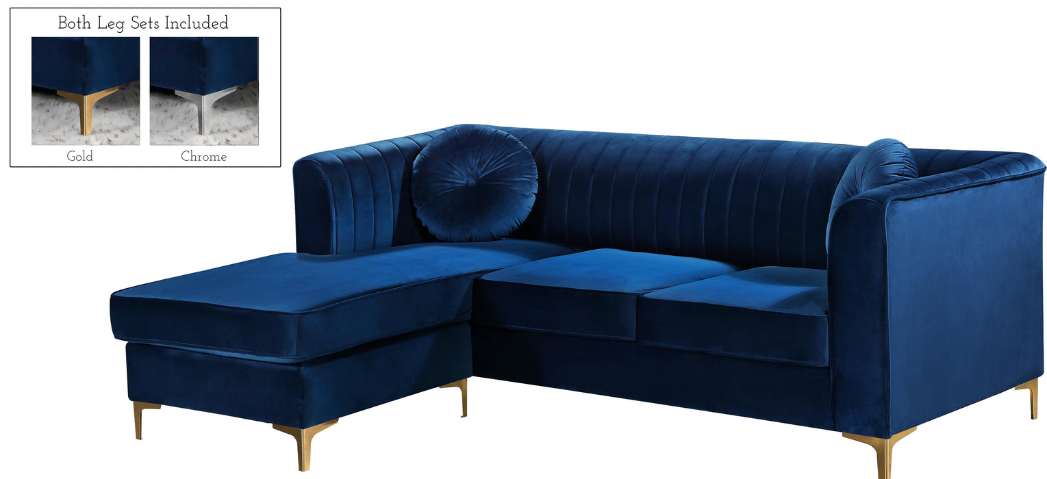 Eliana Navy Velvet 2pc. Reversible Sectional
