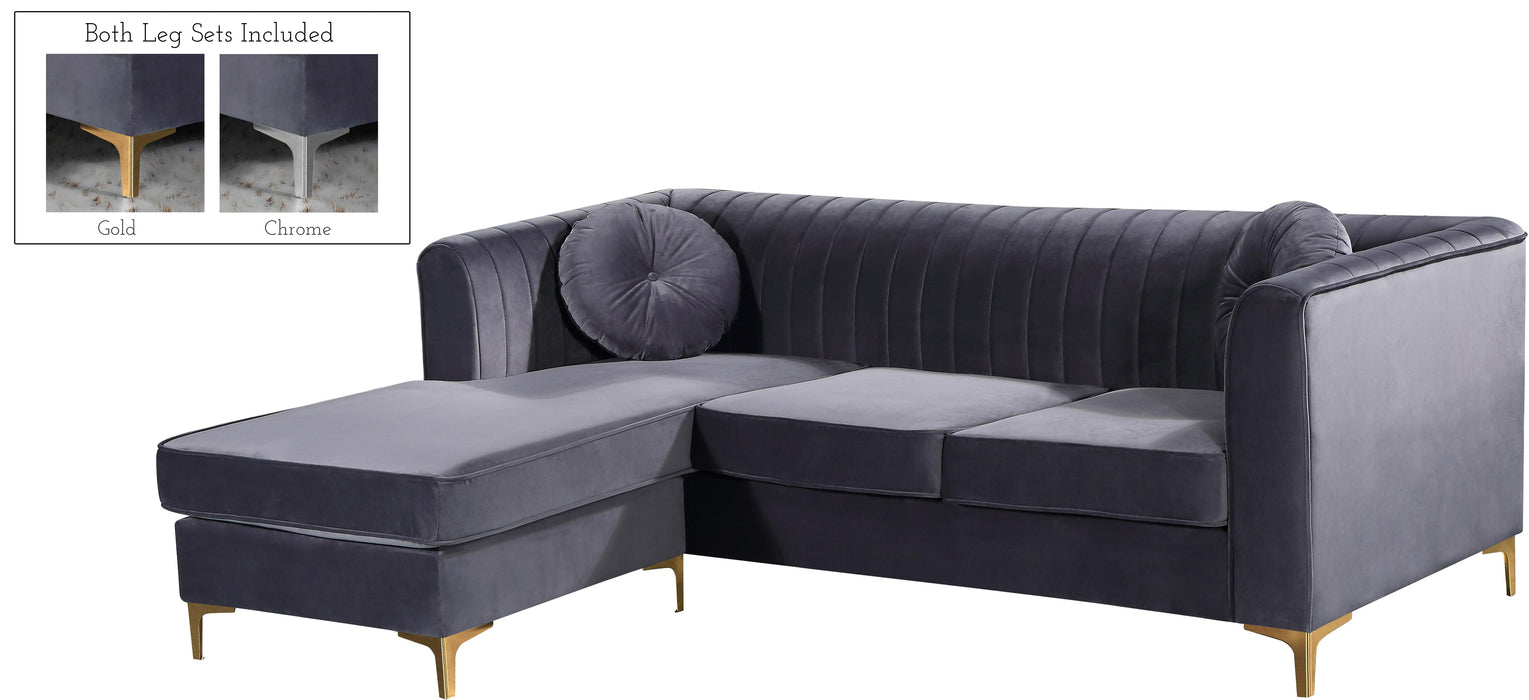Eliana Grey Velvet 2pc. Reversible Sectional