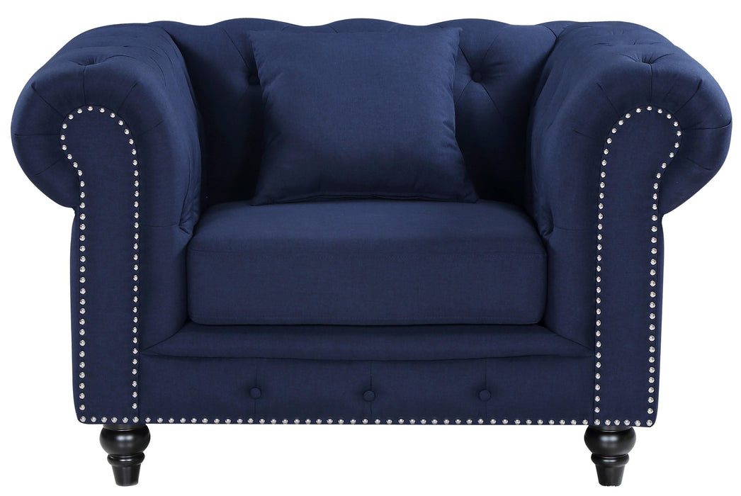 Chesterfield Navy Linen Chair