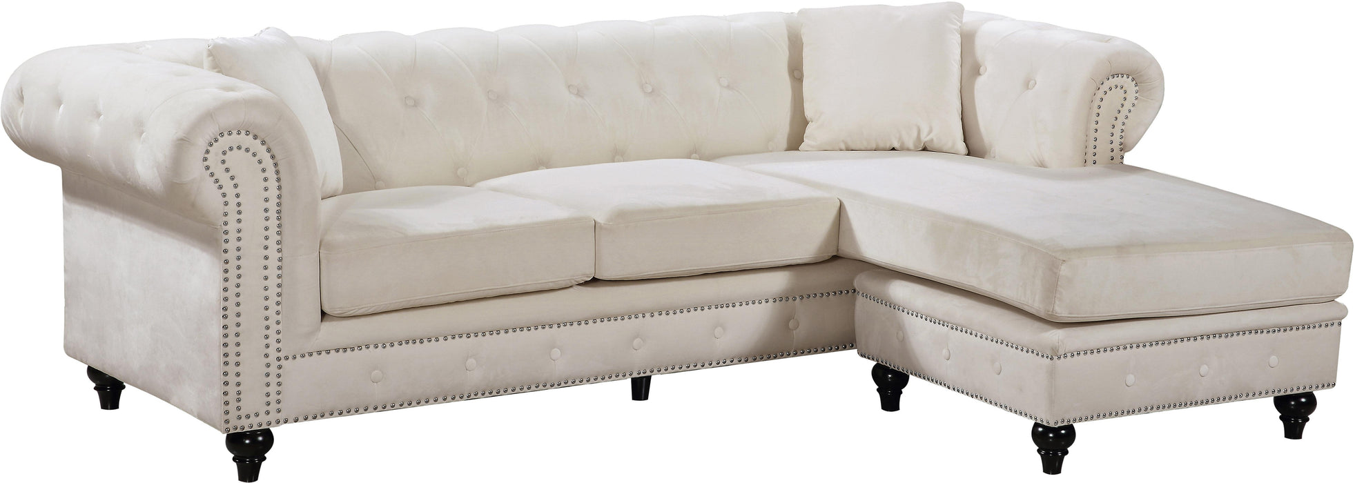Sabrina Cream Velvet 2pc. Reversible Sectional