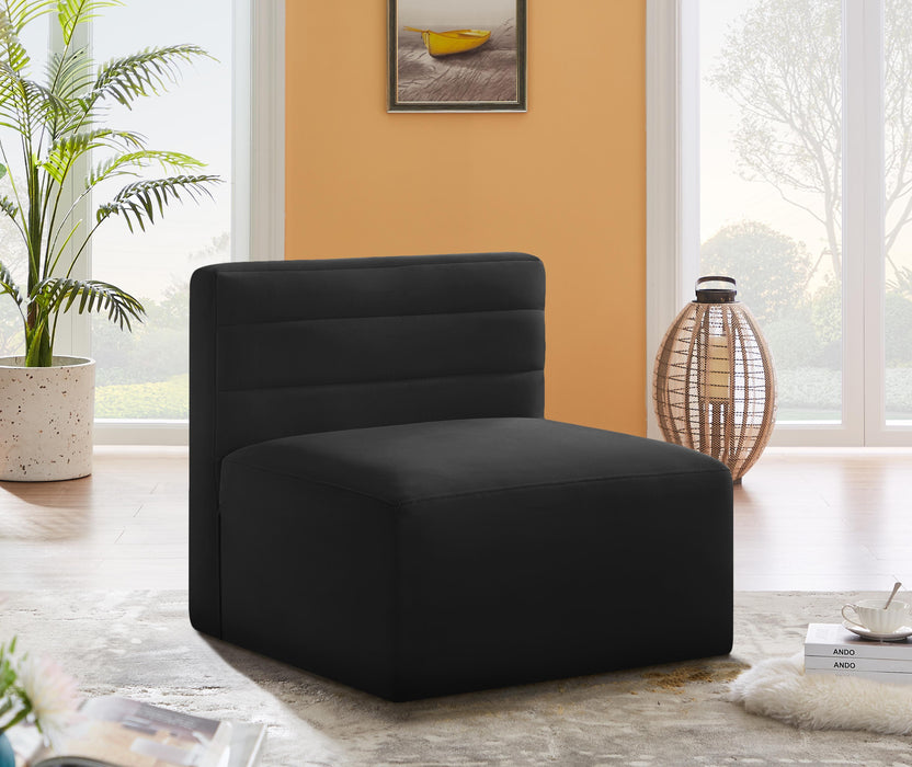 Quincy Black Velvet Modular Armless Chair