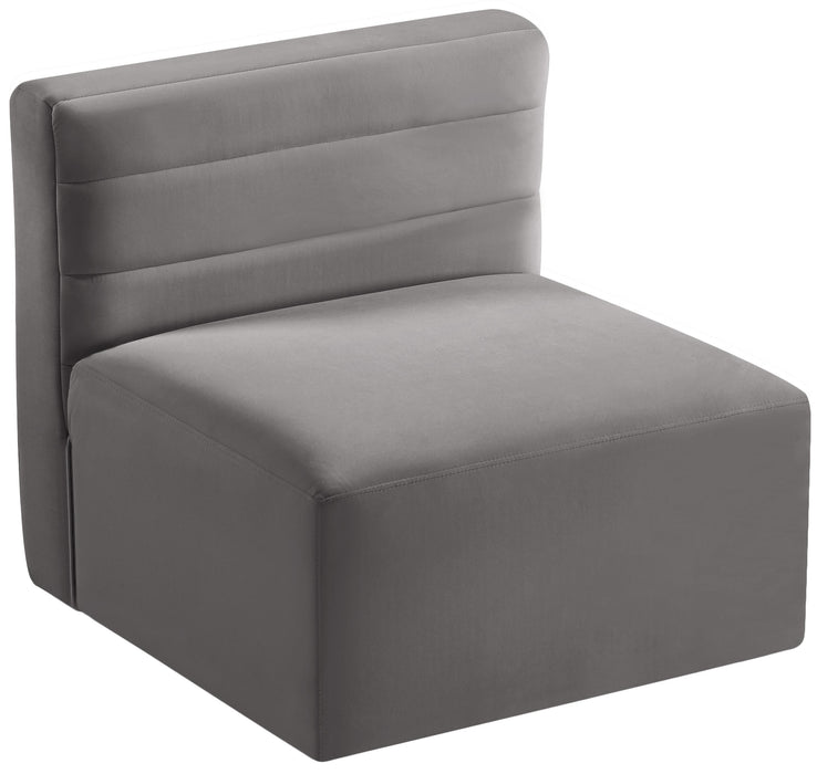 Quincy Grey Velvet Modular Armless Chair