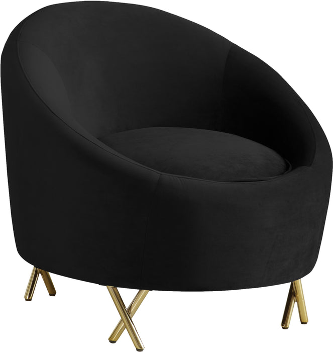 Serpentine Black Velvet Chair