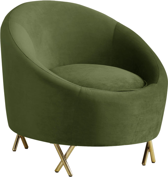 Serpentine Olive Velvet Chair