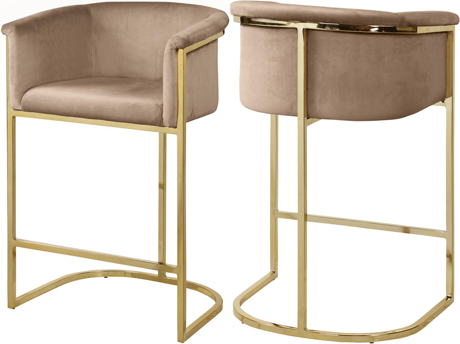 Donatella Beige Velvet Stool
