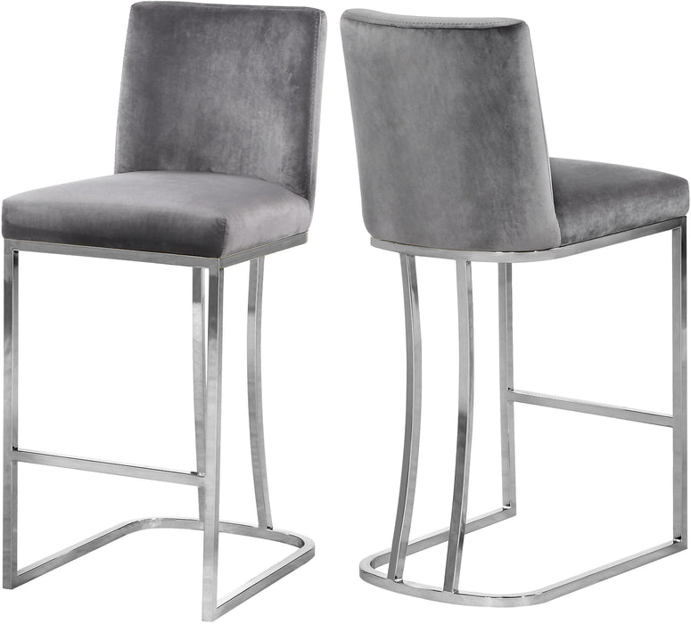Heidi Grey Velvet Stool