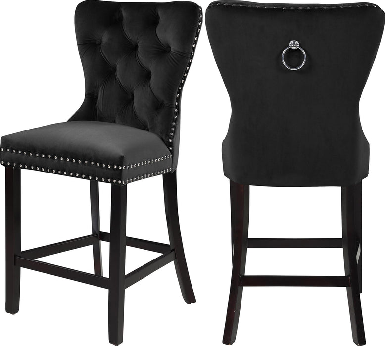 Nikki Black Velvet Stool