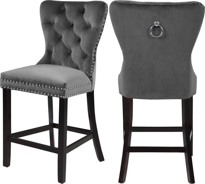 Nikki Grey Velvet Stool