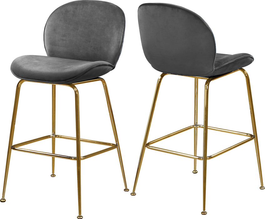 Paris Grey Velvet Stool
