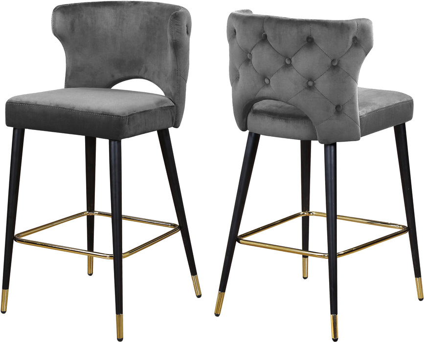 Kelly Grey Velvet Stool