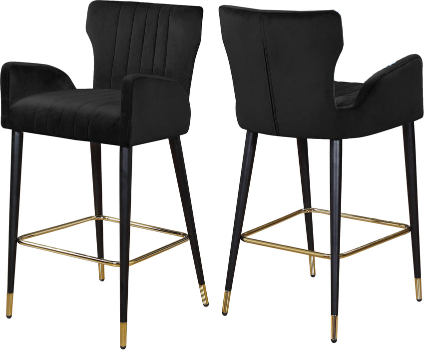 Luxe Black Velvet Stool