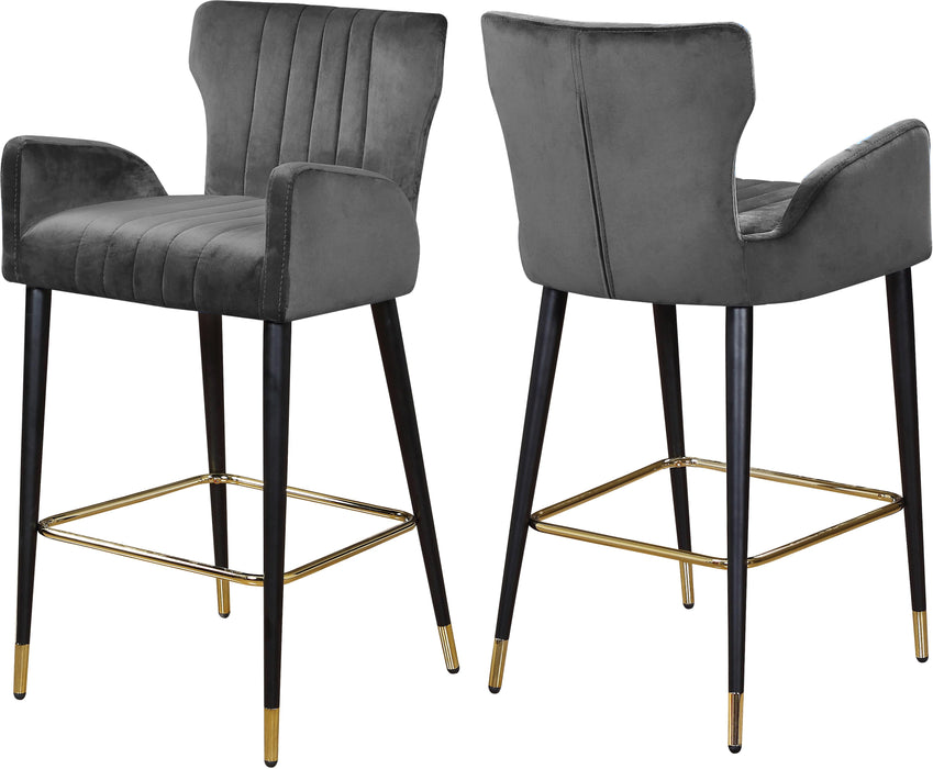 Luxe Grey Velvet Stool