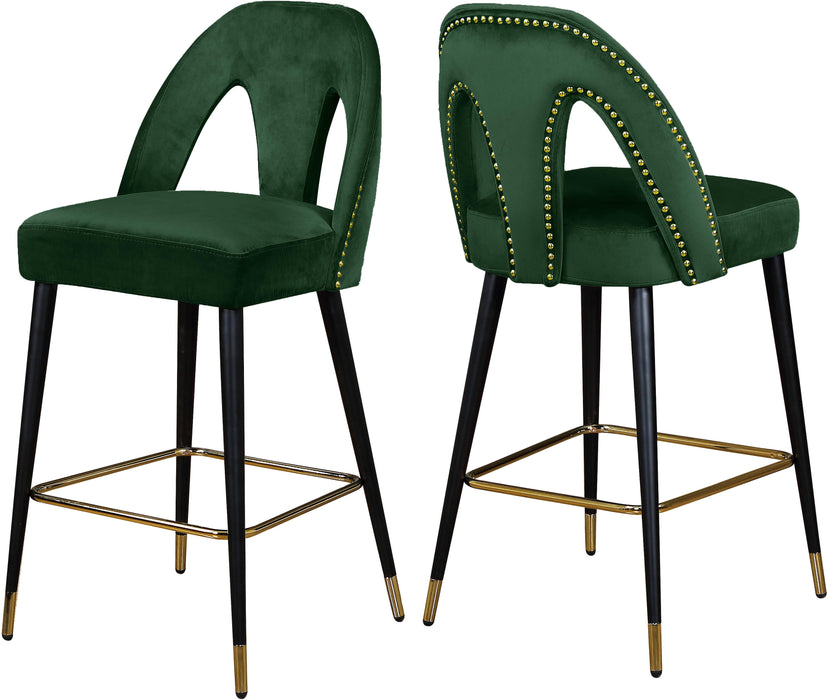 Akoya Green Velvet Stool
