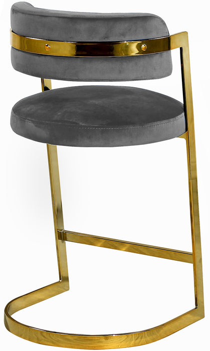 Stephanie Grey Velvet Stool