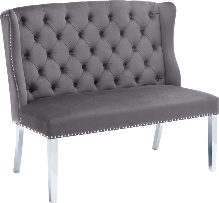 Suri Grey Velvet Settee Bench