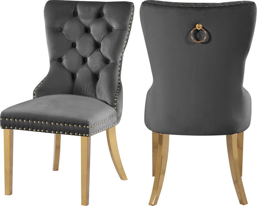 Carmen Grey Velvet Dining Chairs (2)