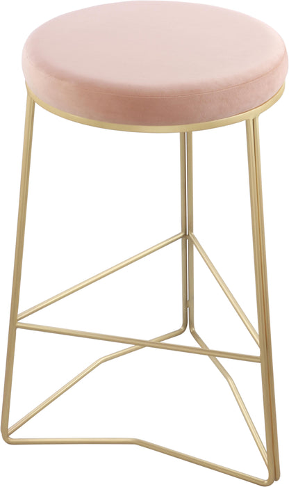 Tres Pink Velvet Counter Stool
