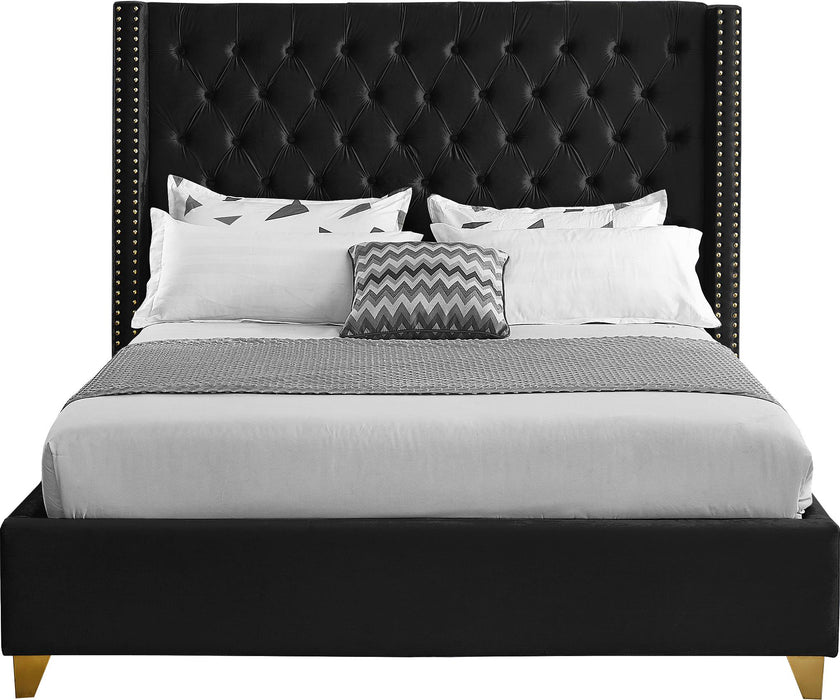 Barolo Black Velvet Queen Bed