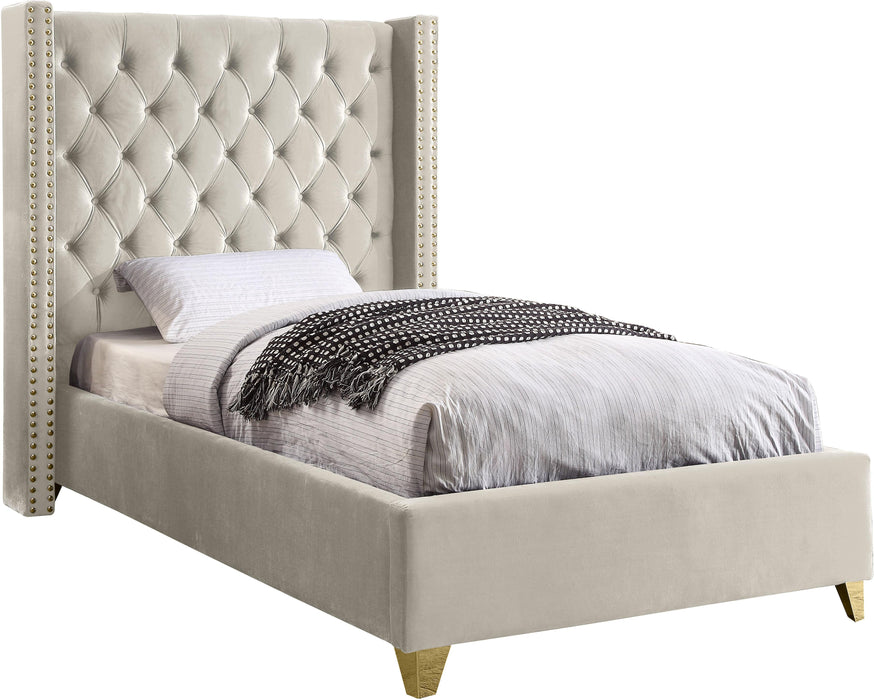 Barolo Cream Velvet Twin Bed