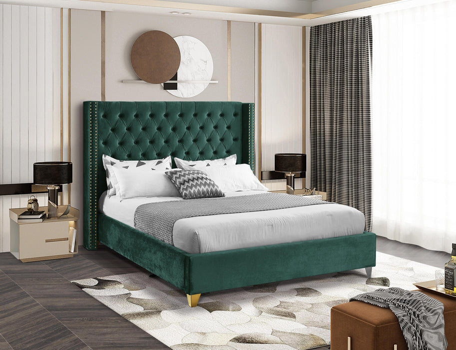 Barolo Green Velvet King Bed