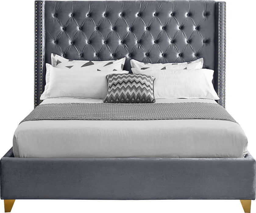 Barolo Grey Velvet King Bed