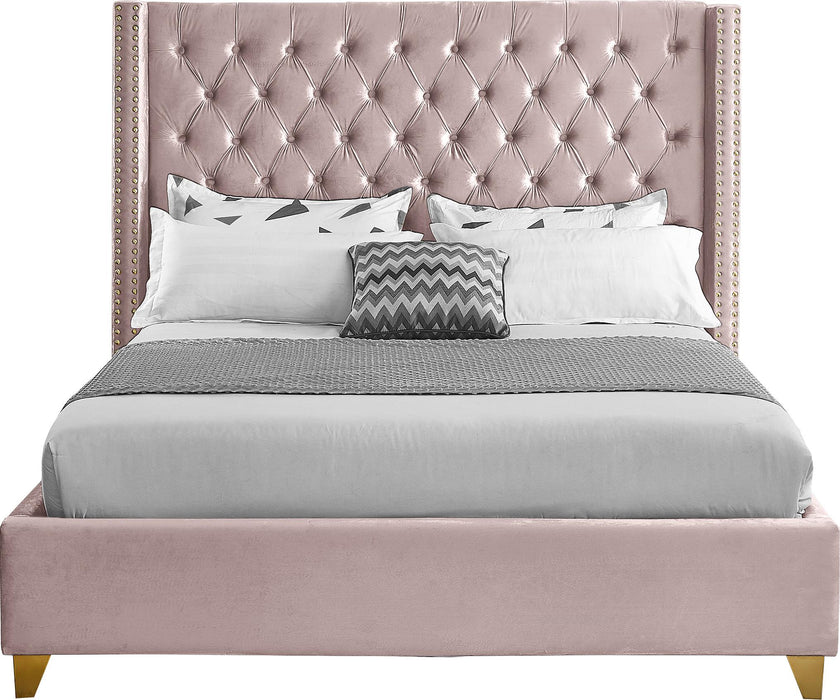 Barolo Pink Velvet Queen Bed