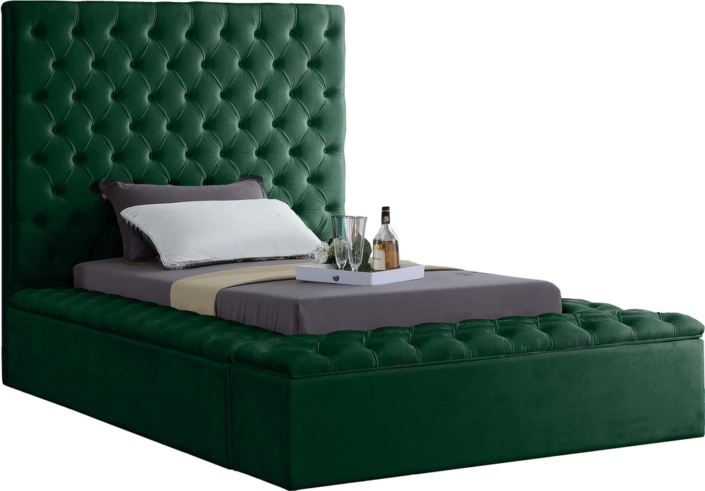 Bliss Green Velvet Twin Bed (3 Boxes)