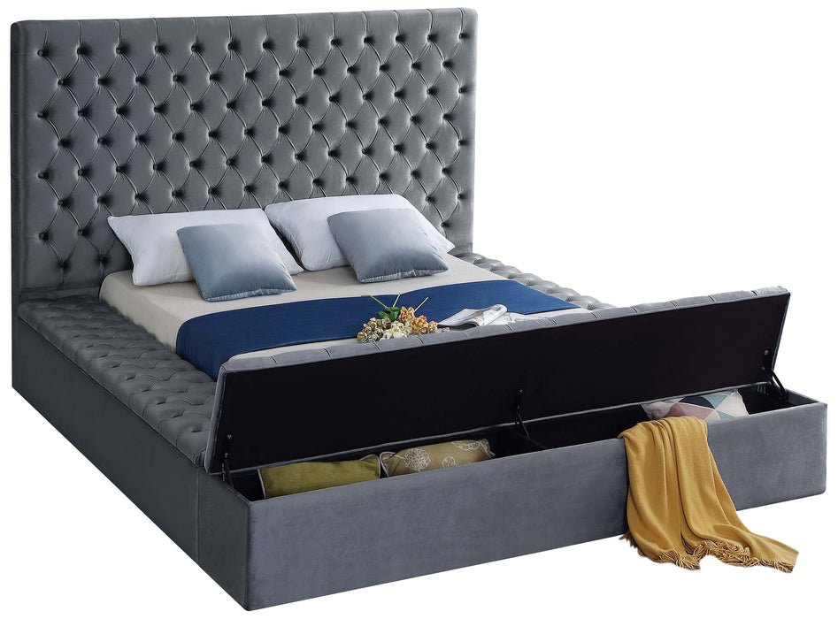 Bliss Grey Velvet King Bed (3 Boxes)