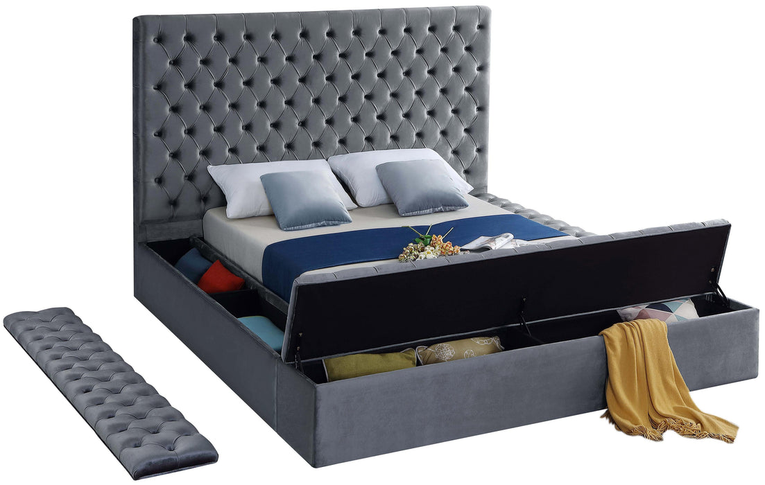 Bliss Grey Velvet King Bed (3 Boxes)