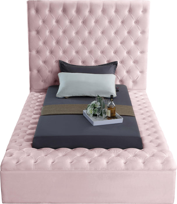 Bliss Pink Velvet Twin Bed (3 Boxes)