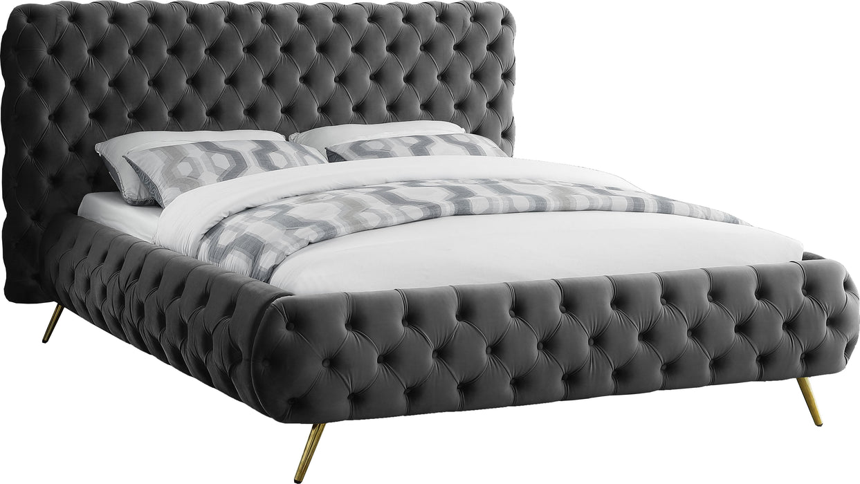 Delano Grey Velvet King Bed