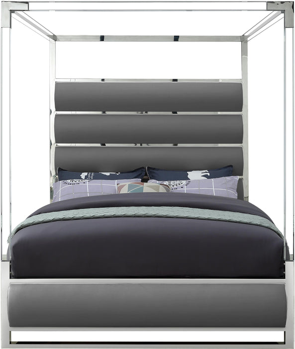 Encore Grey Faux Leather Queen Bed (4 Boxes)