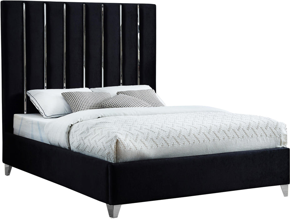 Enzo Black Velvet Full Bed