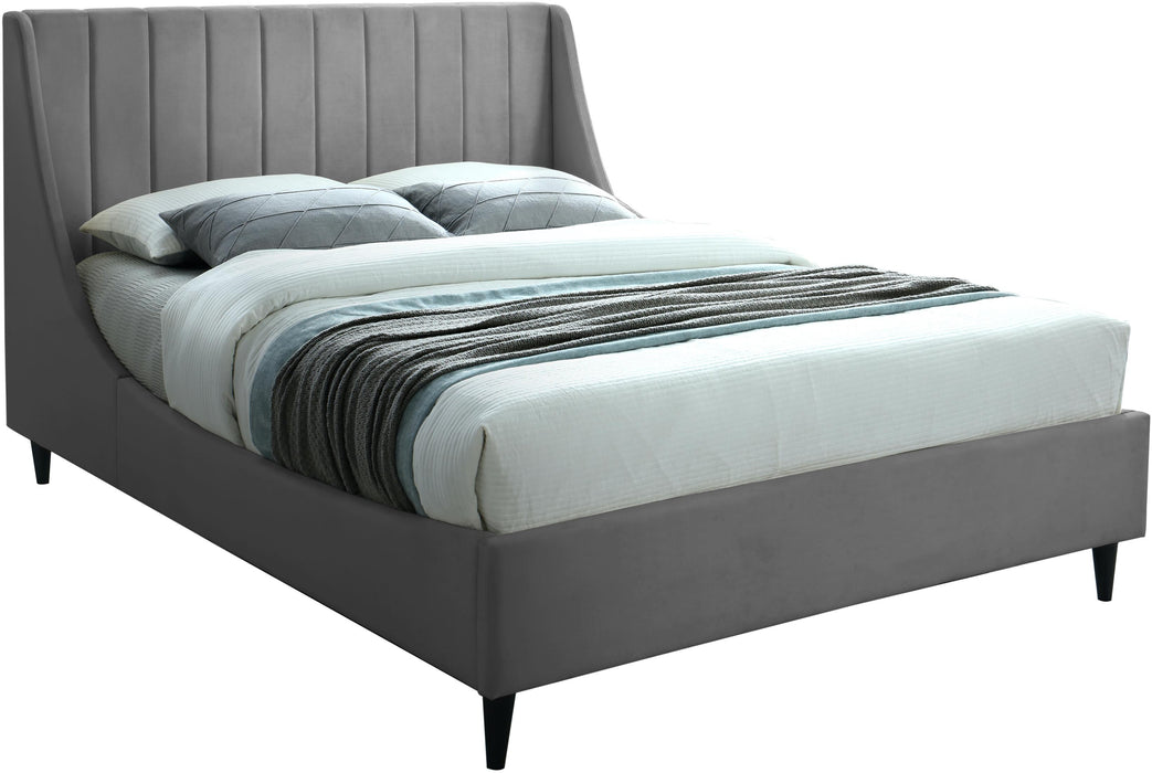 Eva Grey Velvet King Bed
