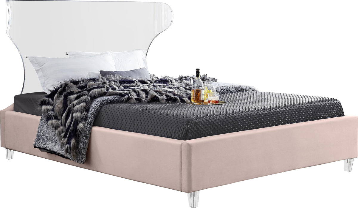 Ghost Pink Velvet King Bed