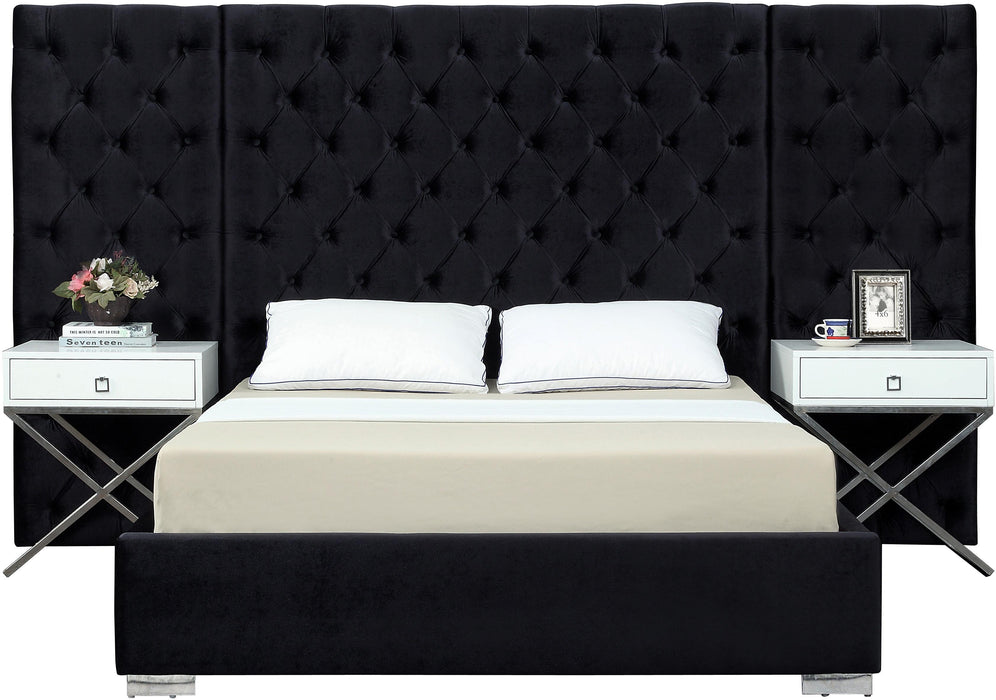 Grande Black Velvet King Bed (3 Boxes)