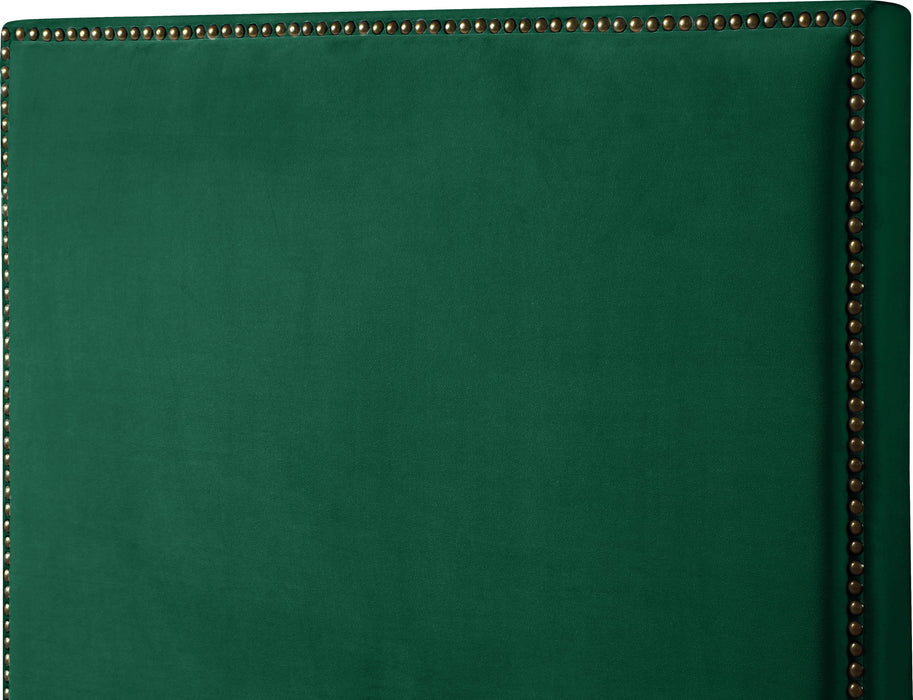 Harlie Green Velvet Queen Bed
