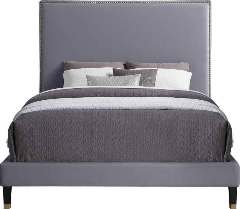 Harlie Grey Velvet King Bed