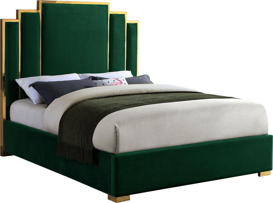 Hugo Green Velvet King Bed
