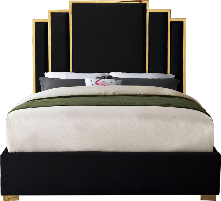 Hugo Black Velvet Queen Bed