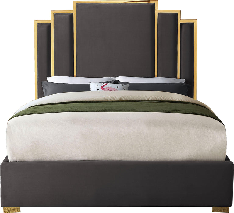 Hugo Grey Velvet King Bed