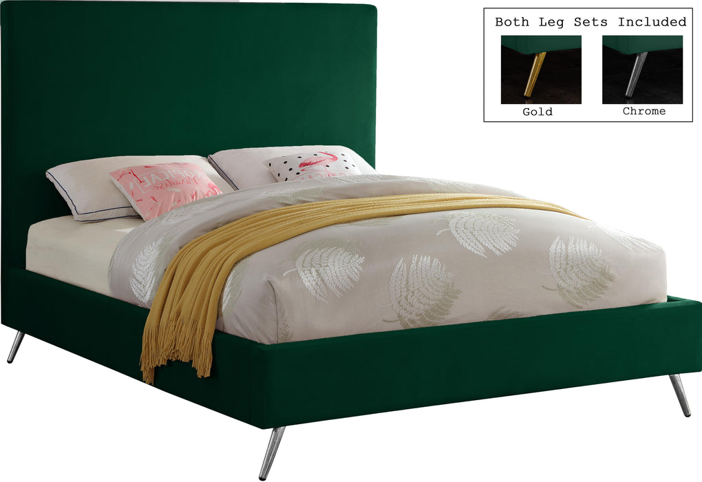Jasmine Green Velvet Queen Bed