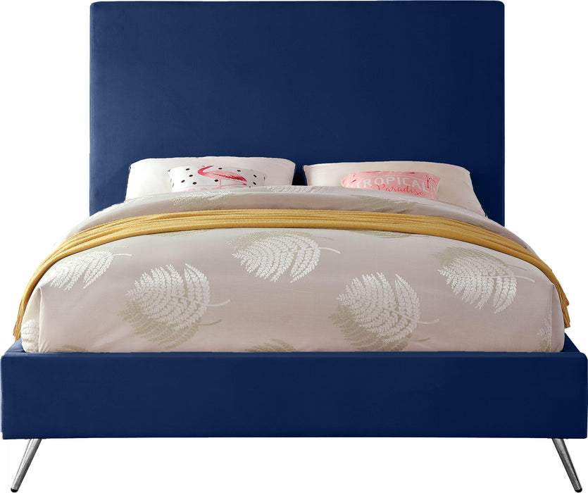 Jasmine Navy Velvet Queen Bed