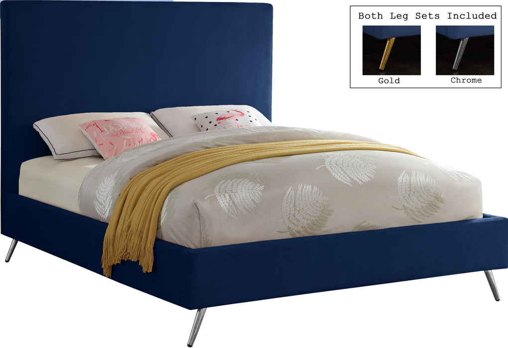 Jasmine Navy Velvet Queen Bed